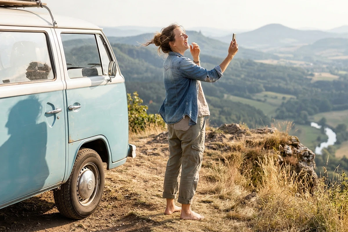 Endlich wieder Mobilfunknetz, Illustration mit KI erstellt