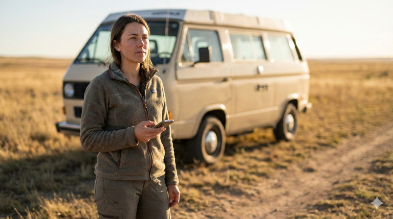 Vanlife-Szene, Illustration mit KI erstellt