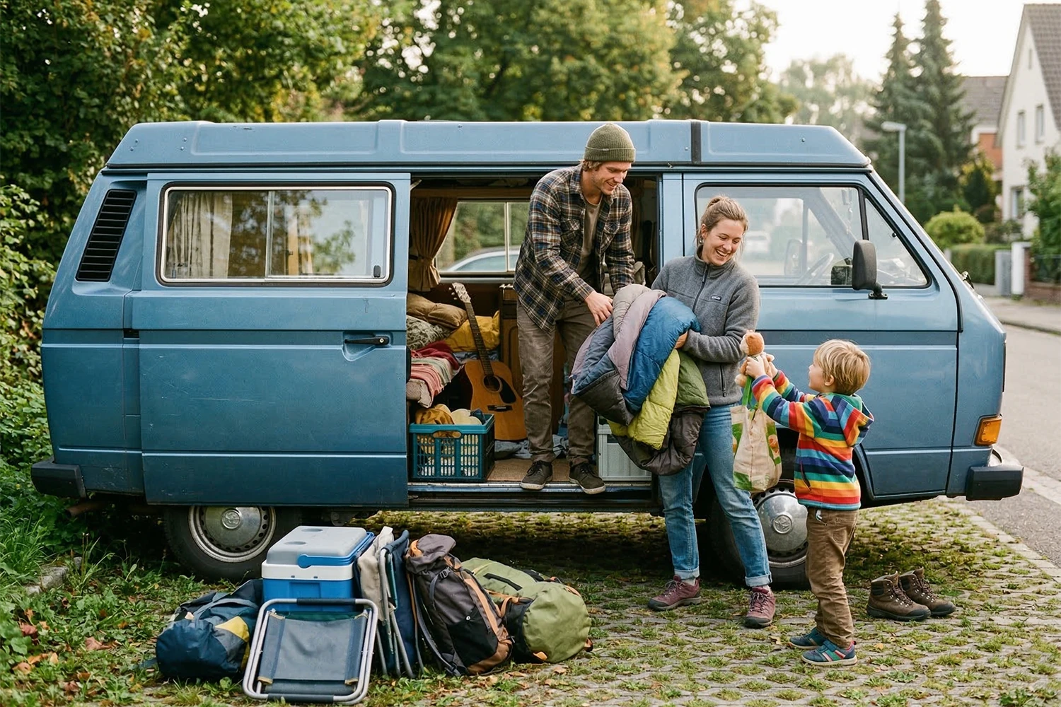 Camping mit Kindern (Bild erstellt mit Unterst&uuml;tzung durch KI)