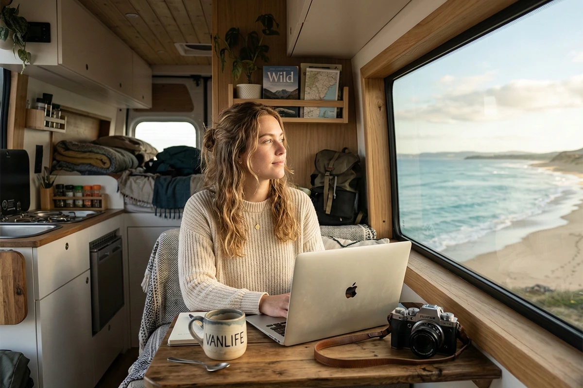 Unterwegs sein und dabei Geld verdienen? Das machen mehr Menschen als man glaubt (Hinweis: Dieses Bild wurde erstellt mit 
Unterst&uuml;tzung durch KI-Tools)