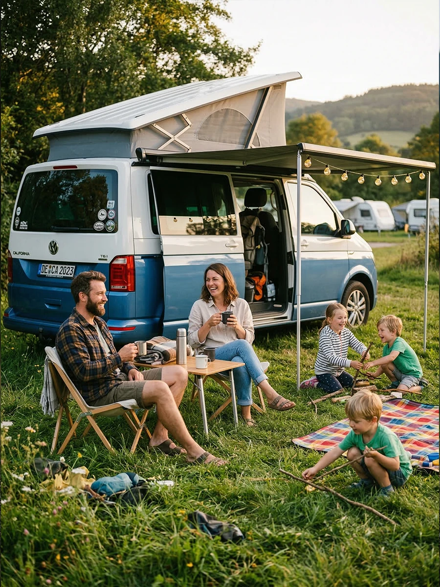 Vanlife mit Kindern (Bild erstellt mit Unterst&uuml;tzung von KI)